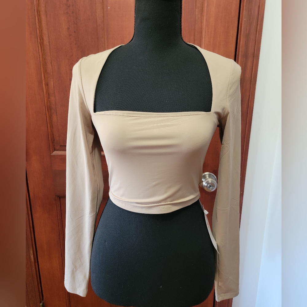 Elegant Beige Long Sleeve Bodysuit